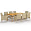 Table de salle à manger Vidaxl: brun, chaises: beige, coussins: blanc crème-585785263