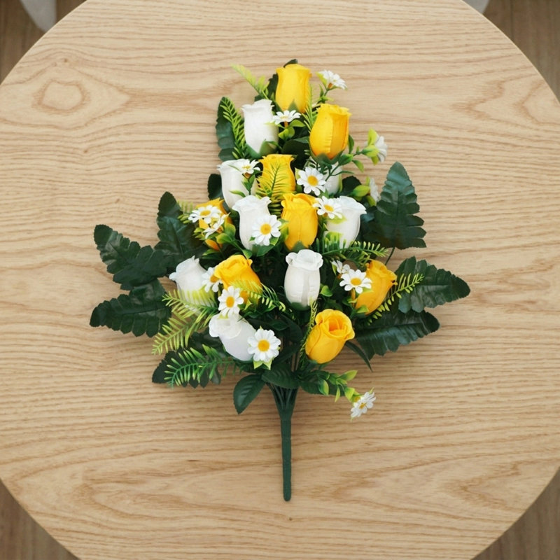 Fleurs de cimetière artificielles, Jaune / Blanc