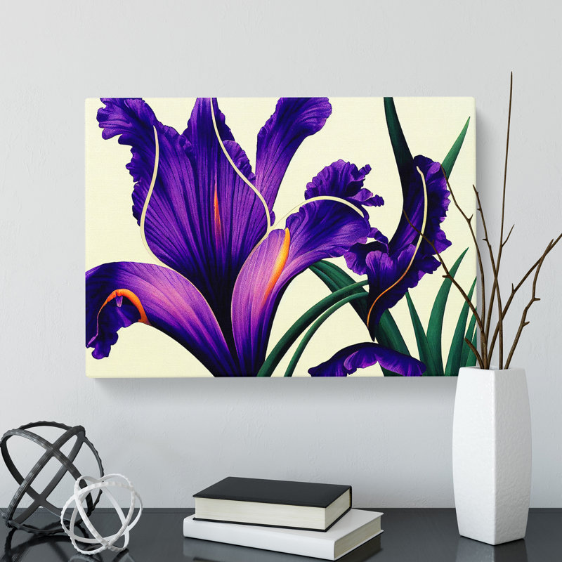 Enlightened Iris Flowers - Wrapped Canvas, 35cm H x 50cm W x 3cm D