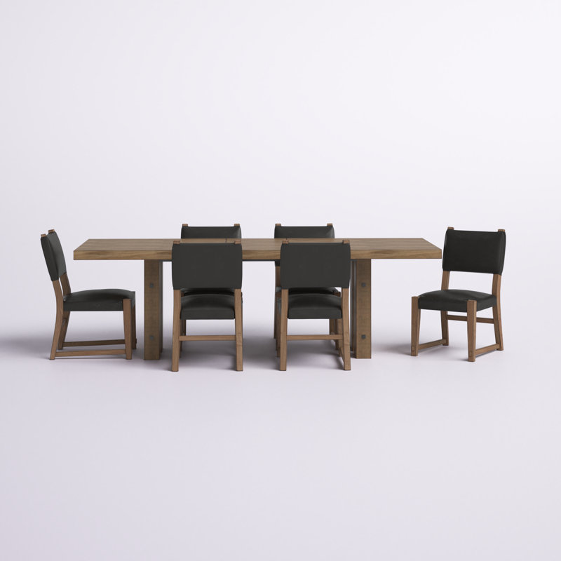 Iresha Extendable Double Pedestal Dining Set, 7 Pieces: Table, 6 Chairs