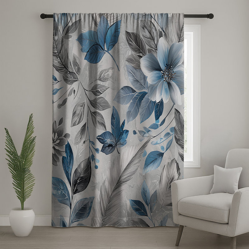 Rideaux floraux, voilages et voilages à motif floral - 1 panneau, 50 po x 80 po - 1 panneau, Blocage