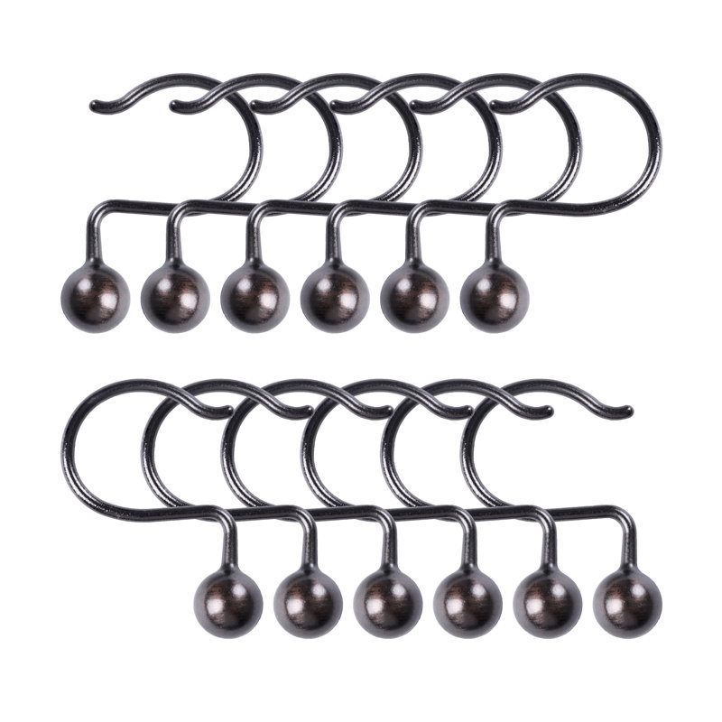 Ball Steel Shower Curtain Hooks, Bronze