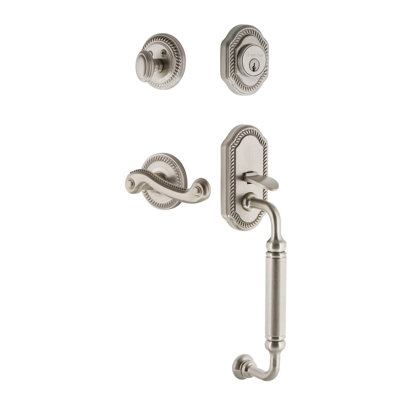 Newport Handleset with Single Cylinder Deadbolt and Door Knob and Rosette
