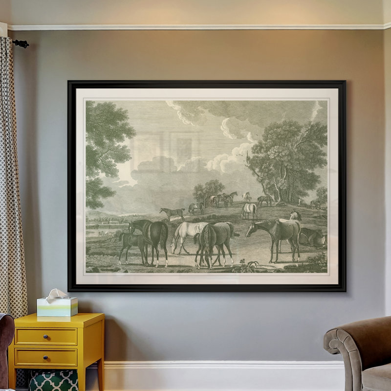 Scènes équestres I - impression, H 18,5 po x l 24,5 po x P 1,5 po, Noir