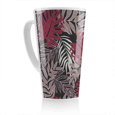 Tropical Leaves In White Latte Mug