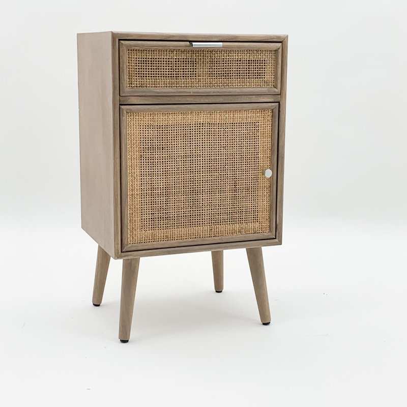 50cm W Solid + Manufactured Wood Bedside Table