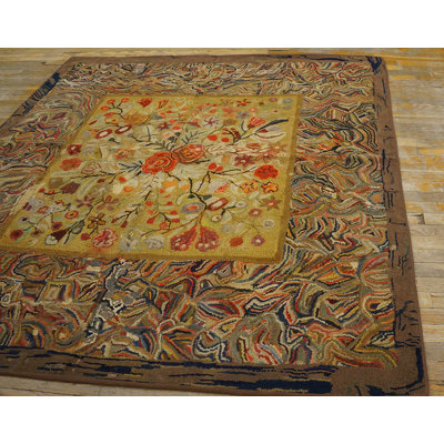 Tapis crocheté antique en laine multicolore
