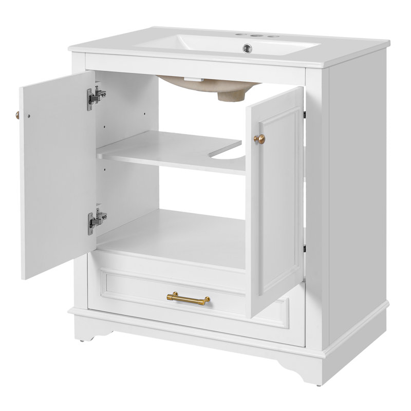 Meuble-lavabo 30 po avec lavabo en céramique, Blanc