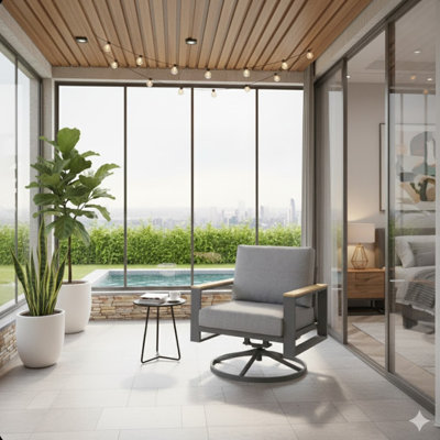 Chaises de patio pivotantes en aluminium toutes saisons de 30 po avec coussins gris