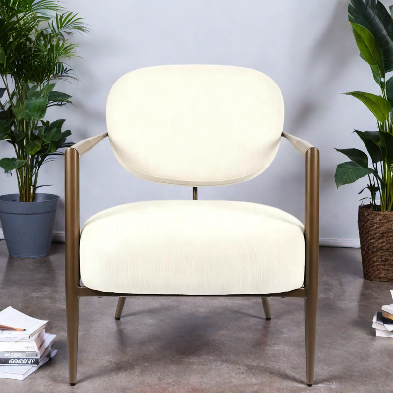 Chaises d'appoint confortables, chaise longue moderne en tissu blanc pour la maison