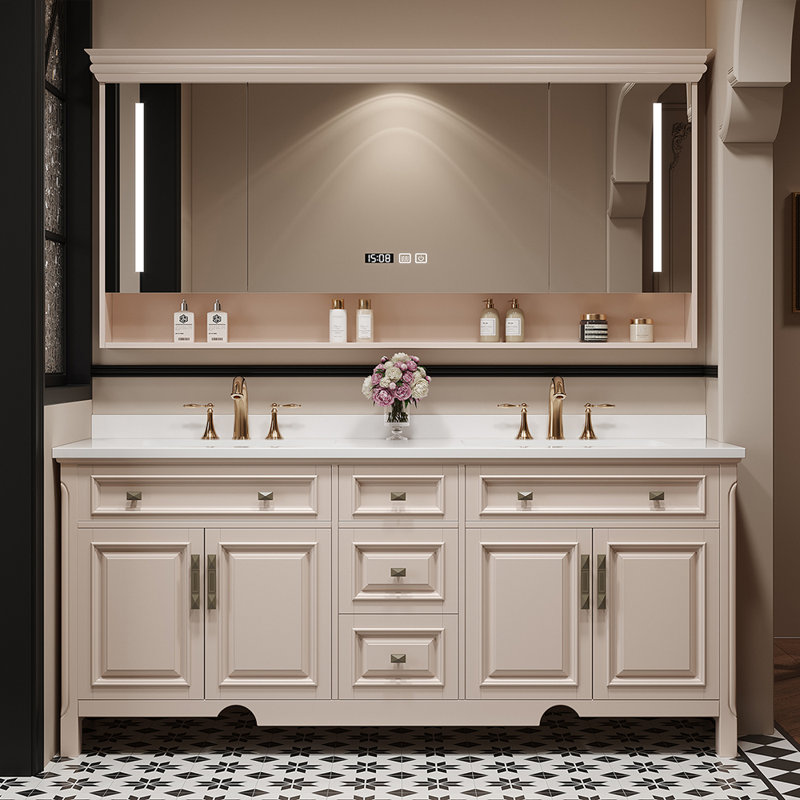 American-style smart bathroom cabinet, Beige, 71"