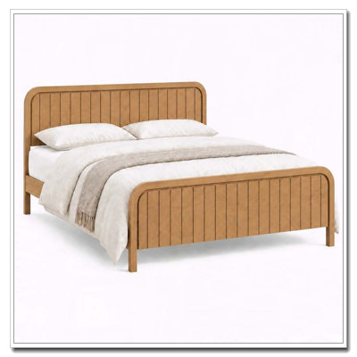Bed Frame with Headboard, Wood Platform Bed with Wooden Slats Support, Noise-Free Design, No Box Spring Needed, Easy Assembly