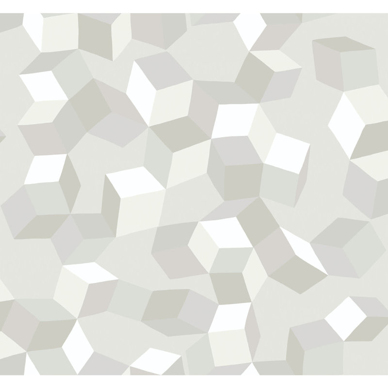 Puzzle Geometric Wallpaper Roll, White