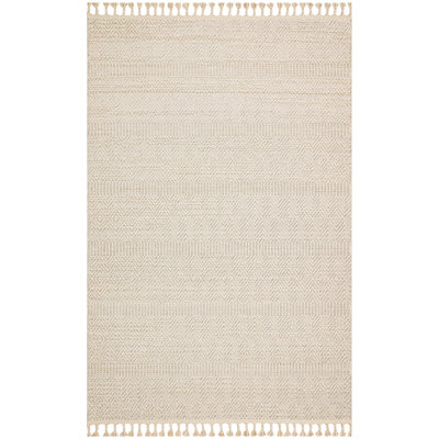 Beige Area Rug, 5.2 x 7.5 Feet | 100% Polypropylene, 0.4 in Pile Height, 2100 gr/m² | Machine Woven, Flat Weave | Easy to Clean with Vacuum & Spot Remover | Perfect for Living Room & Bedroom Décor