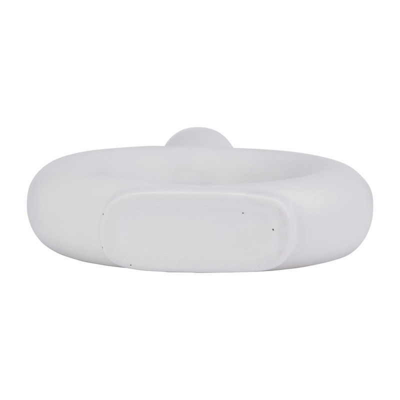 Modern White Ceramic Vase with Sculptural Round Design, Ivory