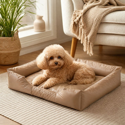Coussin pour animaux de compagnie en tissu avec dossier de lit, 50 x 40 x 10 cm, hydrofuge et antidérapant, utilisable en toutes saisons pour chats et petits chiens