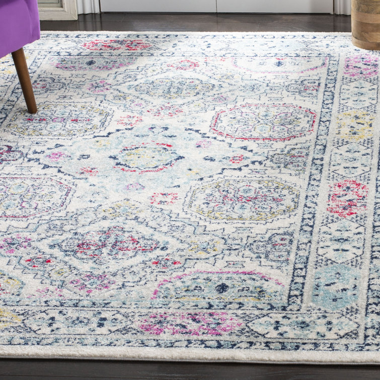 Christa Oriental Light Gray/Fuchsia Area Rug
