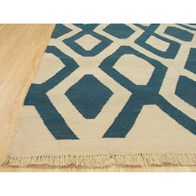 Tapis bleu noué à la main Gaines