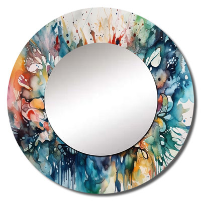 Ohaus Captivating Boho Dance I - Abstract Decorative Mirror, Modern Round Wall Mirror, Printed Metal Art