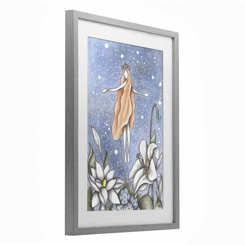 Mystical Garden Fairy Sparkle, reproduction encadrée sous verre, conception de Cecilia Battaini, Cadre de ferme gris