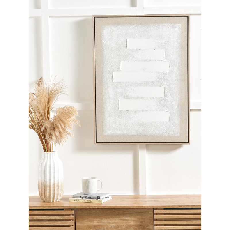 White And Natural Textured Canvas - Single Picture Frame Print on Canvas