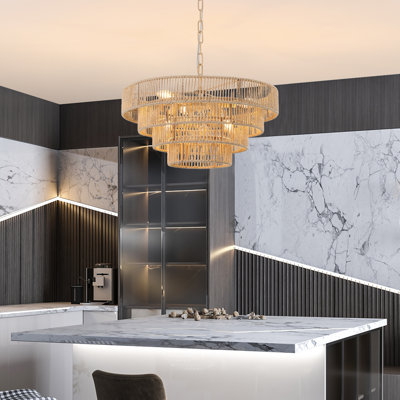 Adjustable Woven Hemp Boho Modern Chandelier For Living Spaces