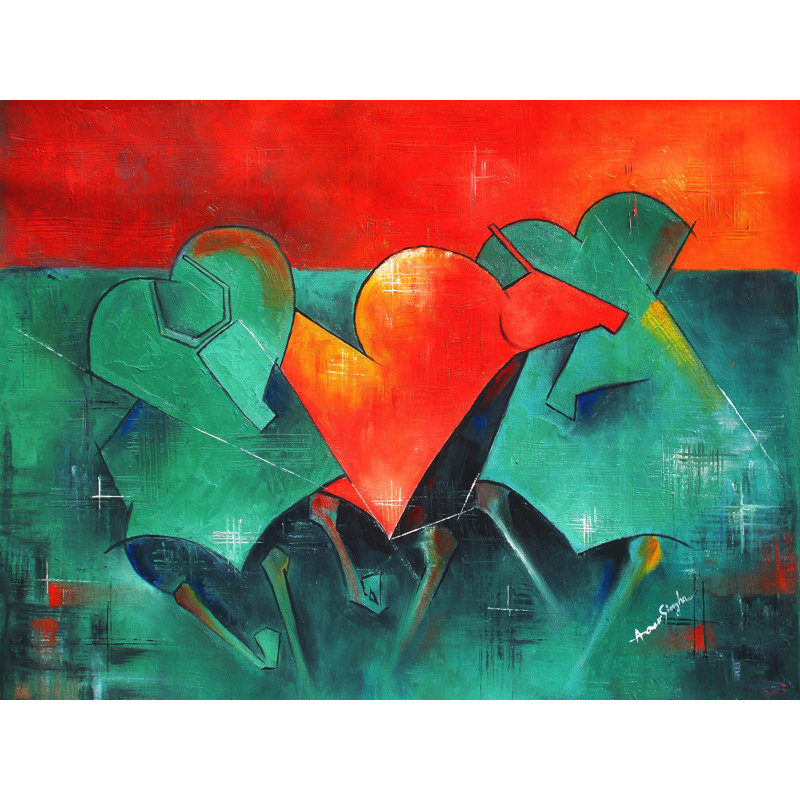 Anger par Amar Singha - peinture encadrée, H 17,25 po x l 21,25 po