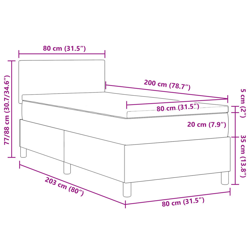 Upholstered Bed Frame with Mattress, Cream