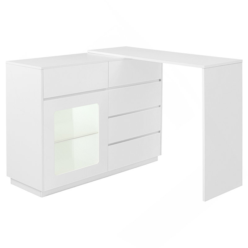 44"-85" Extendable Sofa Bar Table Cabinet Behind Couch Pub Table with LED
