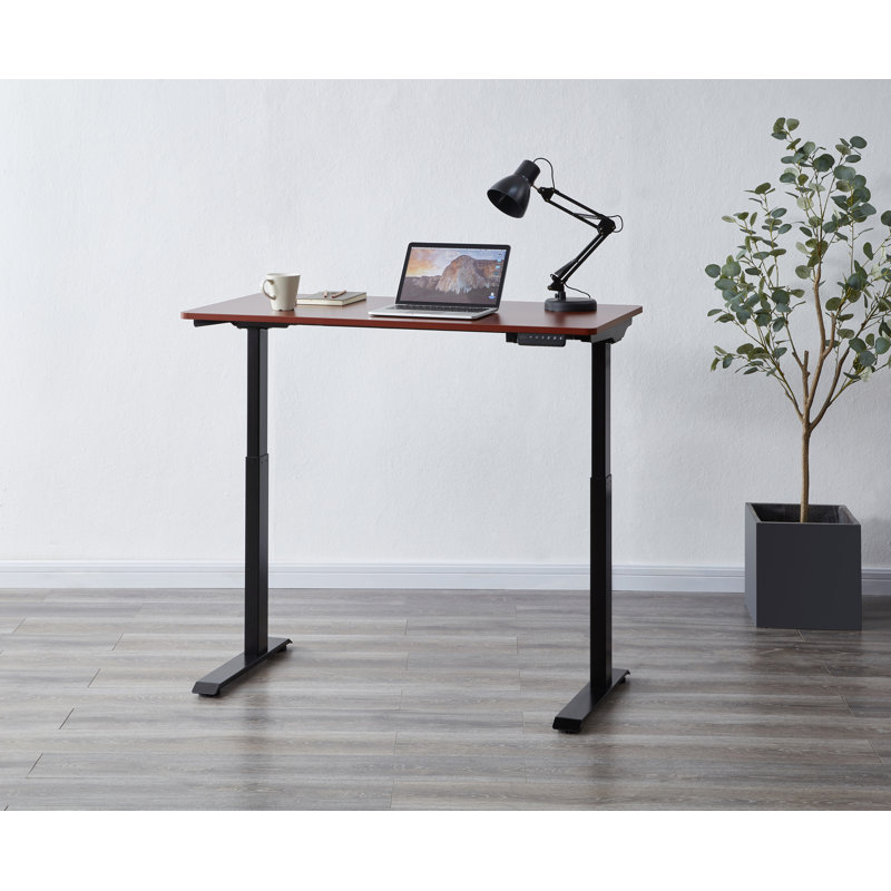 Glenva Adjustable Solid Wood Top Standing Desk, Black, Walnut