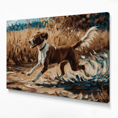 Chiens bretons, art mural sur toile noire