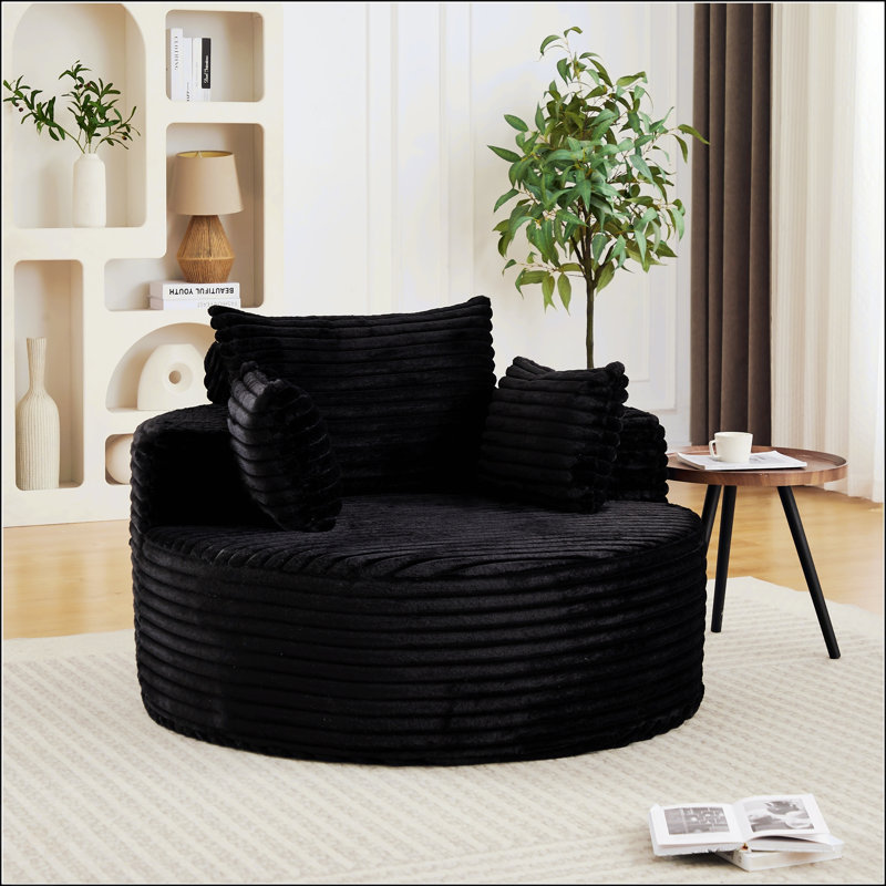 Canapé-lit simple en velours côtelé 50 pouces, aucun assemblage requis, fauteuil moderne moelleux pour le salon et la chambre à coucher