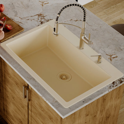 Évier de cuisine à simple cuve encastrable 33 po x 22 po Karran Quartz