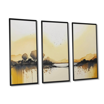 Countryroad Pendant Golden Hour I - 3 pièces sur toile