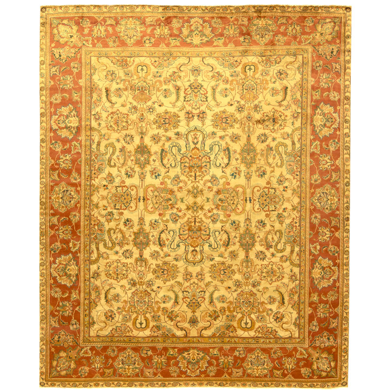 High-Quality Hand-Knotted Cream And Beige Area Rug