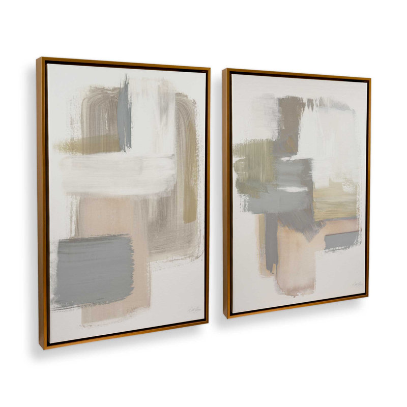 «Beige Ballet», 2 pièces, Cadre doré poli, H 12,75 po x l 8,75 po x P 1,75 po