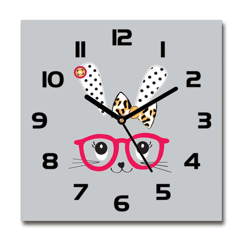 Glass Wall Clock, Black/Grey/Pink