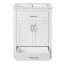 Meuble-lavabo 24 po avec lavabo en céramique intégré, armoire de salle de bain avec 2 portes, 1 tiroir basculant et meuble-lavabo simple pour salle de bain de petite et moyenne taille-416290032