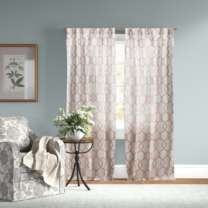 Paire de rideaux obscurcissant géométrique, Perle noire, L 27 po x L 84 po