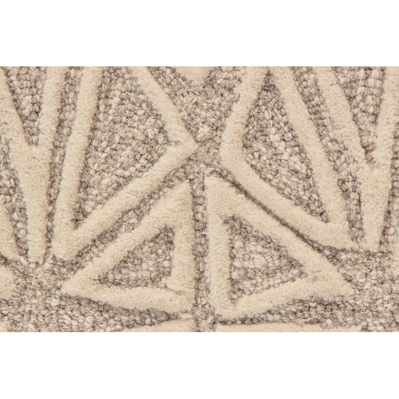 Grider Geometric Handmade Tufted Wool Ivory/Taupe Area Rug, Rectangle 2' x 3'