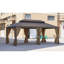Pavillon de jardin 12 po x 20 pi, pavillon alu avec auvent en acier, pavillon de pavillon permanent à toit rigide pour l'extérieur