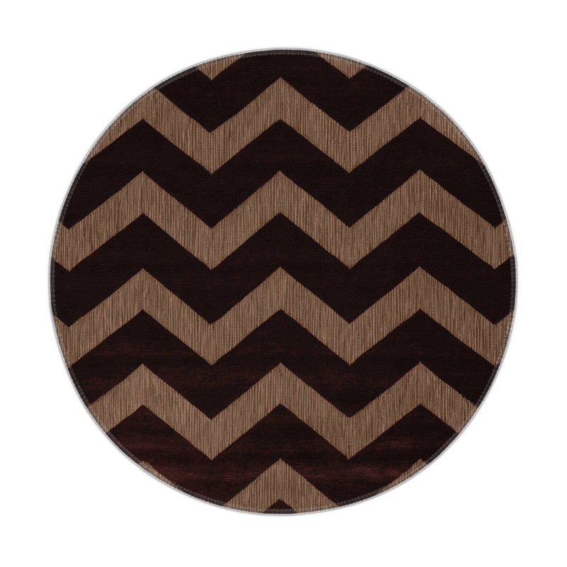 Checkered Black Indoor and Outdoor Area Rug, Round 5'