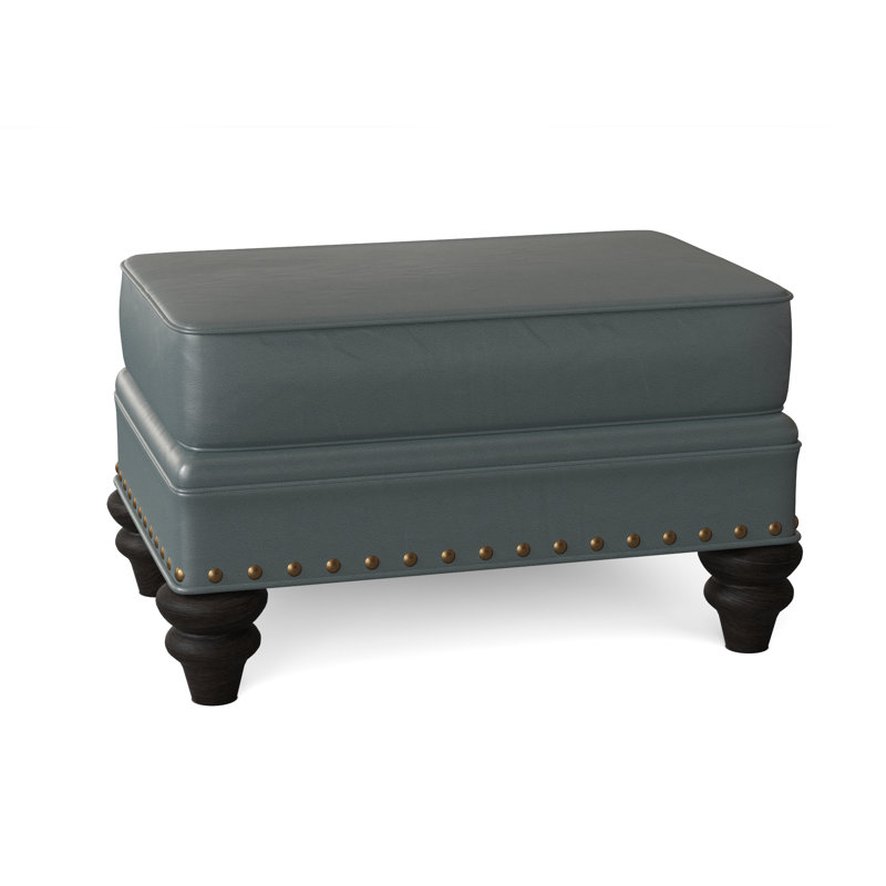 Carrado Leather Ottoman, Anilina Hunter Genuine Leather, Cobblestone, French Natural