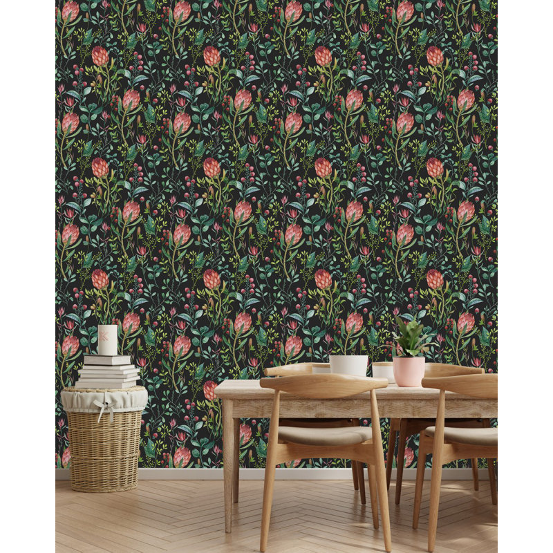 Peel & Stick Floral Tile, 2.08' W x 10.42' L