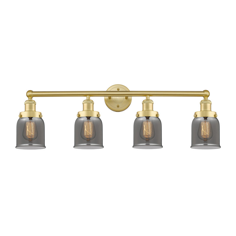 Éclairage pour meuble-lavabo à 4 lumières à intensité variable Asheton, Plaqué couleur fumée, Or satiné