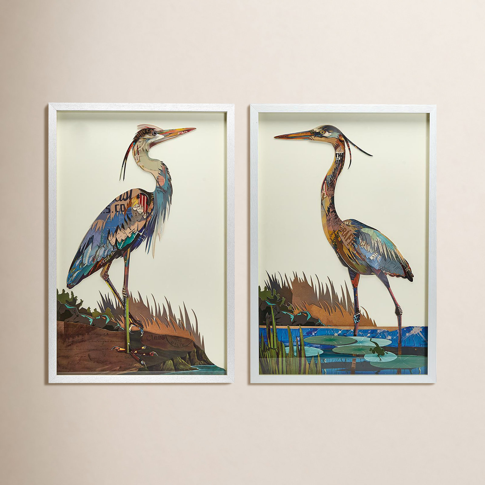 Crane Paper Collage 2-Piece Wall Art Set
