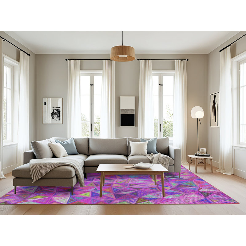 Tapis de zone mauve à motifs, Rectangle 8 pi x 12 pi
