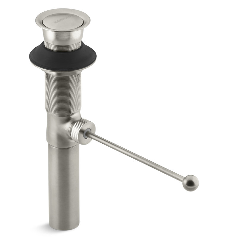 Drain escamotable pour lavabo de salle de bain Premier, Nickel brossé éclatant, Non