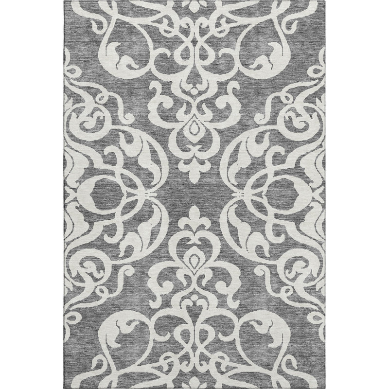 Premium Machine Washable Prisco Gray Rug, Rectangle 10' x 14'