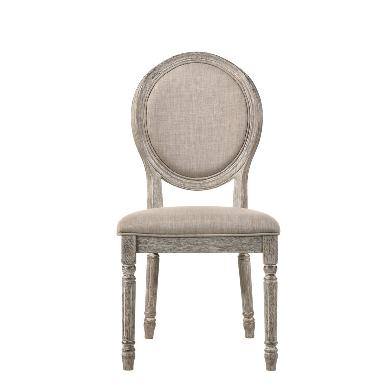 Chaise d'appoint Faustine en tissu brun clair et finition chêne clair récupéré